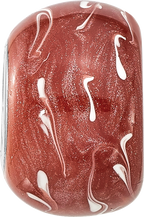 Sterling Silver Reflections Rhodium-plated Dark Coral & White Enamel Bead
