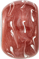 Sterling Silver Reflections Rhodium-plated Dark Coral & White Enamel Bead