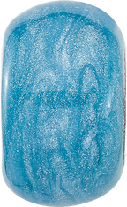 Sterling Silver Reflections Rhodium-plated Light Blue Shimmer Enamel Bead