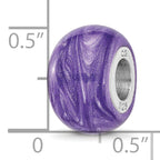 Sterling Silver Reflections Rhodium-plated Shimmer Purple Enameled Bead
