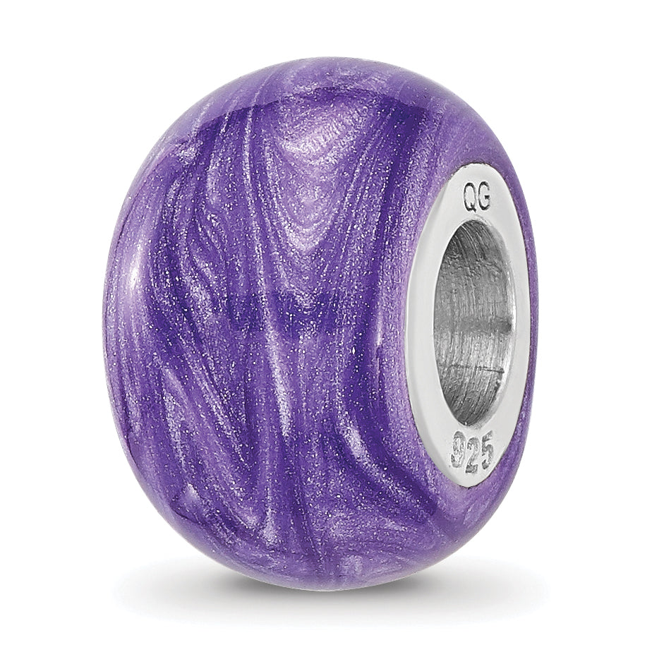 Sterling Silver Reflections Rhodium-plated Shimmer Purple Enameled Bead Main image