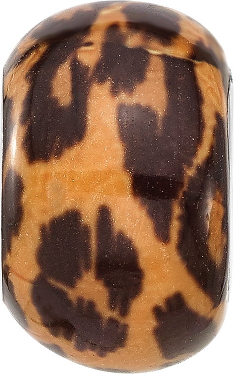 Sterling Silver Reflections Rhodium-plated Leopard Foil Enamel Overlay Bead