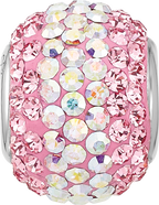 Sterling Silver Reflections RH-plated Pink/Iridecent Preciosa Crystal Bead