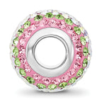 Sterling Silver Reflections RH-plated Pink/Green/Iridecent Preciosa Crystal