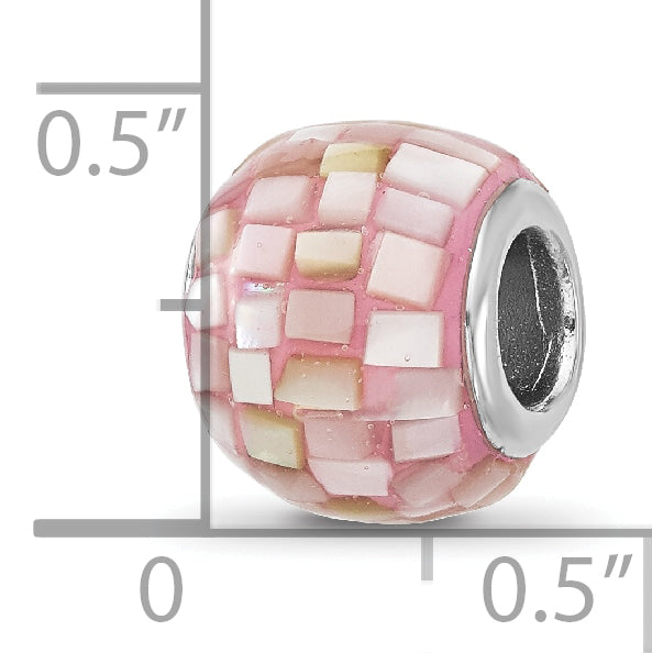 Sterling Silver Reflections Rhodium-plated Pink Mother Of Pearl Bead