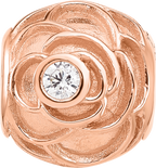 Sterling Silver Reflections Rose Gold-plated CZ Floral Rose Bead