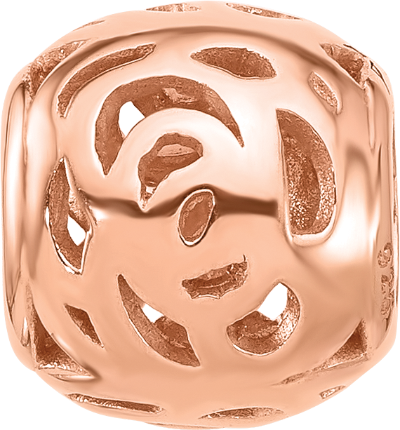 Sterling Silver Reflections Rose Gold-plated Floral Bead
