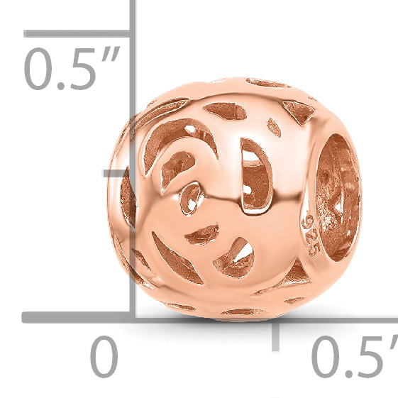 Sterling Silver Reflections Rose Gold-plated Floral Bead