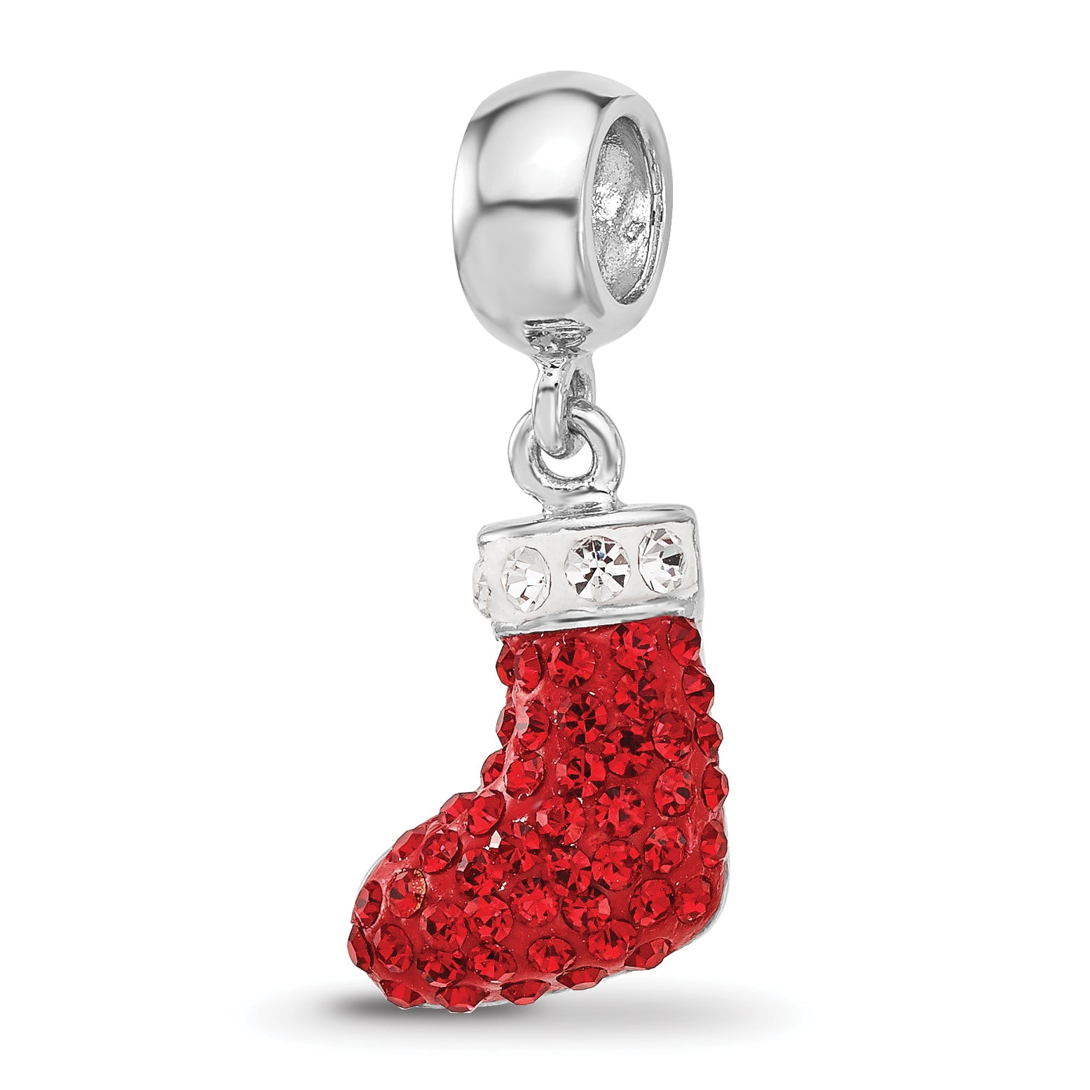 Sterling Silver Reflections RH-plated Christmas Stocking Preciosa Crystal B Main image