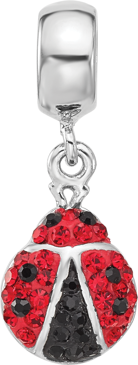 Sterling Silver Reflections Rhodium-plated Lady Bug Preciosa Crystal Bead