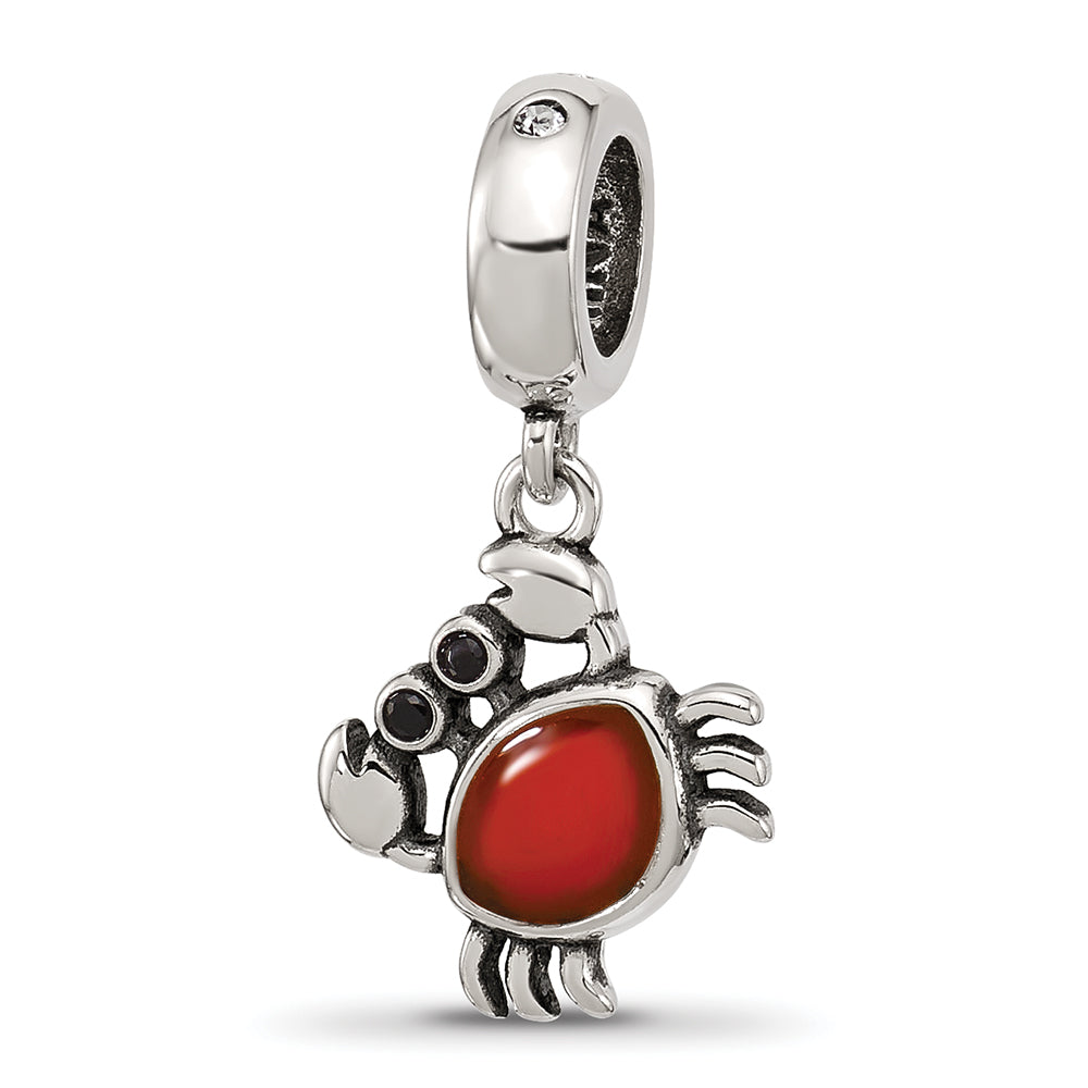 Sterling Silver Reflections Crystal and Enamel Crab Dangle Bead Main image