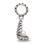 Sterling Silver Reflections Shell With Imitation Pearl Dangle Bead