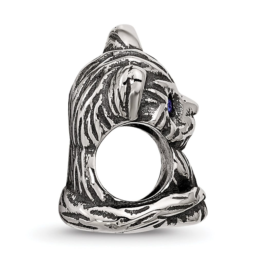 Sterling Silver Reflections Antiqued Cat With Blue Crystals Bead Secondary image