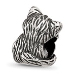 Sterling Silver Reflections Antiqued Cat With Blue Crystals Bead