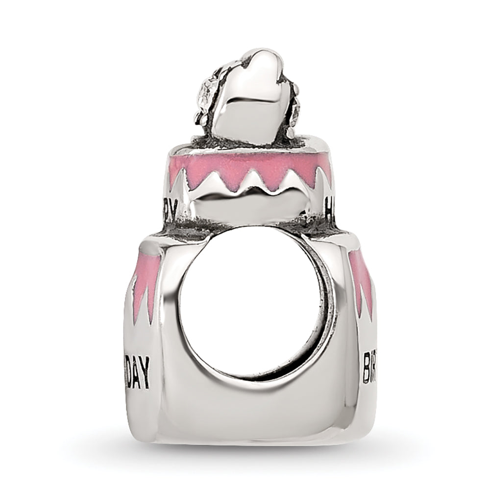 Sterling Silver Reflections Crystal & Enamel Pink Birthday Cake Bead Secondary image