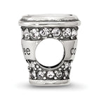 Sterling Silver Reflections Crystal To-Go Coffee Cup Bead