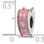 Sterling Silver Reflections Crystal and Enamel Pink Heart MOM Bead