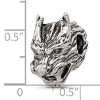 Sterling Silver Textured Dragon Head Bead