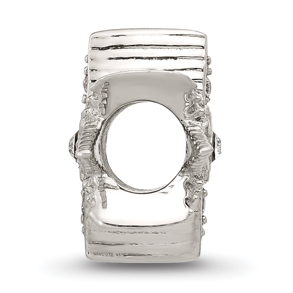 Sterling Silver Textured And Polished CZ Star Bead