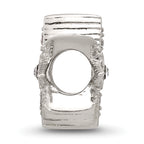 Sterling Silver Textured And Polished CZ Star Bead