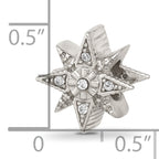 Sterling Silver Textured And Polished CZ Star Bead