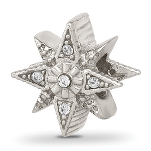Reflection Beads Sterling Silver Textured & Polished Cubic Zirconia Star Bead - Sophia Jewelers