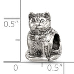 Sterling Silver Textured Sitting Cat Bead