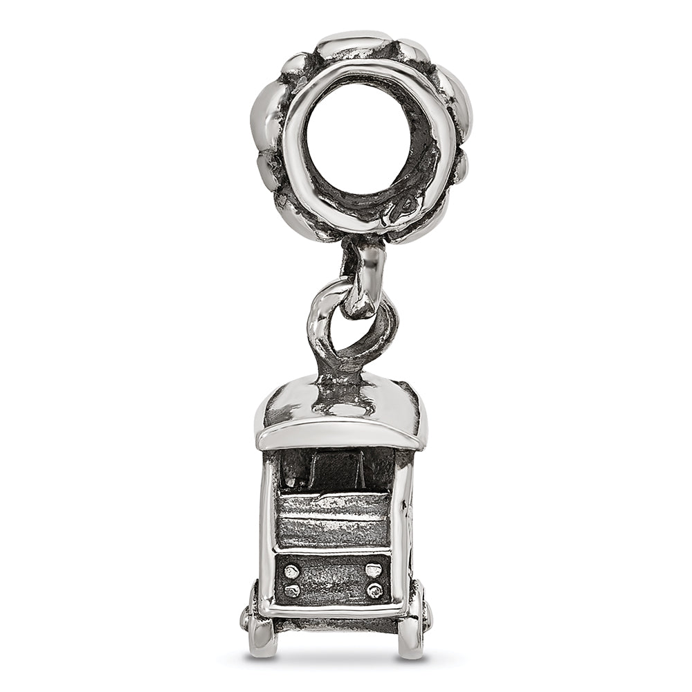 Sterling Silver Polished 3 Wheel Cab Dangle Bead