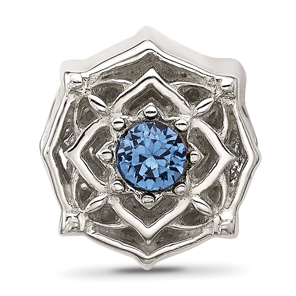 Sterling Silver Brushed And Polished Blue Bead