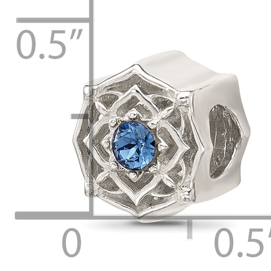 Sterling Silver Brushed And Polished Blue Bead