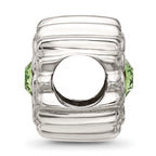 Sterling Silver Brushed And Polished Green Crystal Bead
