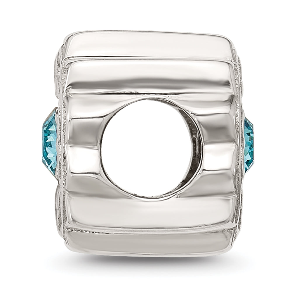 Sterling Silver Brushed And Polished Blue Crystal Bead Secondary image