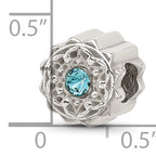 Sterling Silver Brushed And Polished Blue Crystal Bead