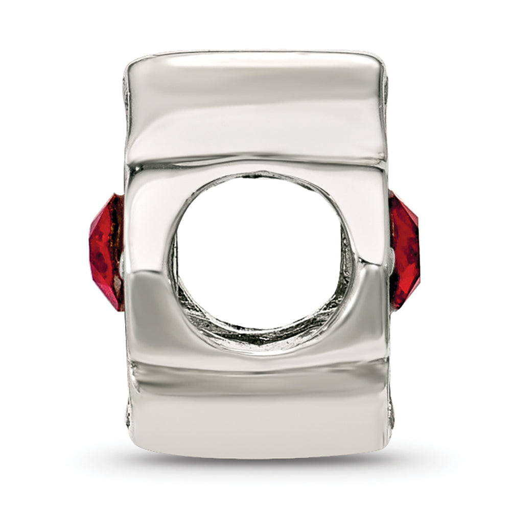 Sterling Silver Brushed And Polished Red Crystal Bead Secondary image