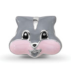 Sterling Silver Reflections Kids Enamel Grey Squirrel Face Bead