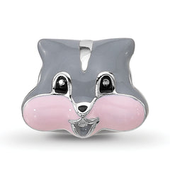 Sterling Silver Reflections Kids Enamel Grey Squirrel Face Bead