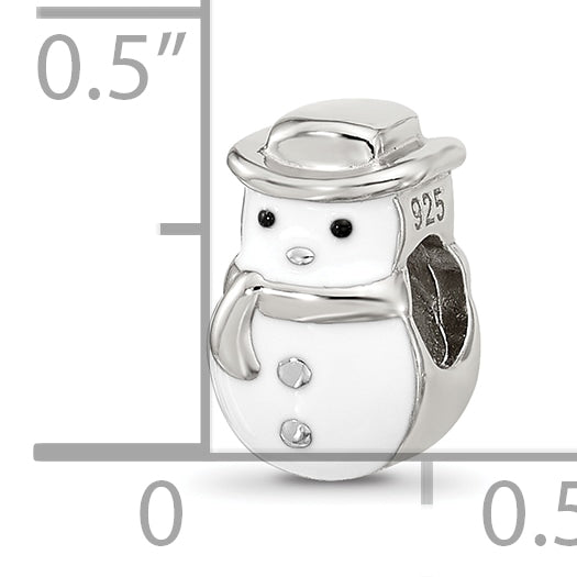 Sterling Silver Reflections Kids Enamel Snowman With Hat Bead