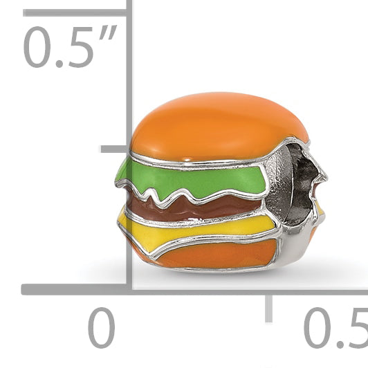 Sterling Silver Reflections Kids Enamel Cheese Burger Bead