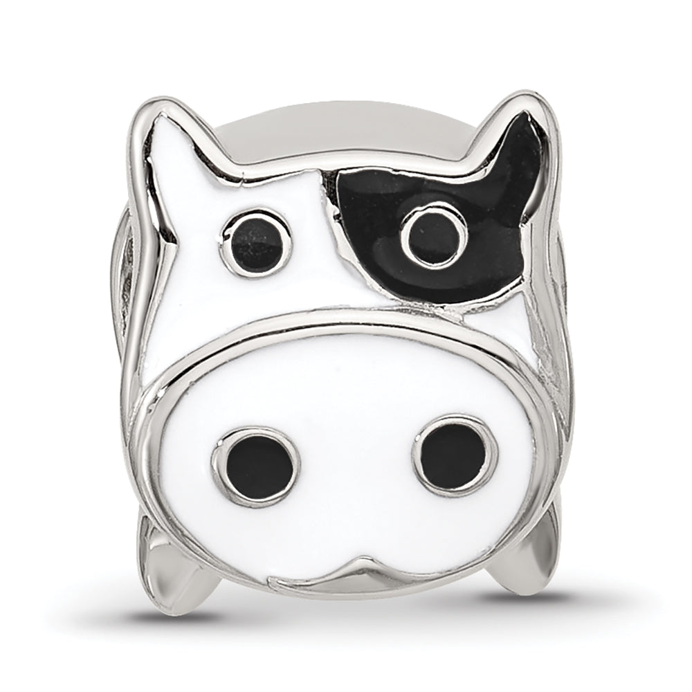 Sterlnig Silver Reflections Enamel Cow Face Bead