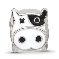 Sterlnig Silver Reflections Enamel Cow Face Bead