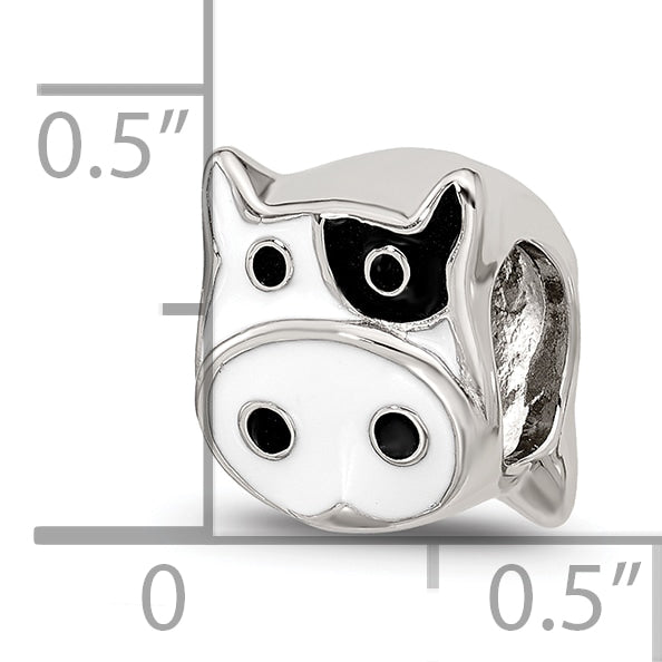 Sterlnig Silver Reflections Enamel Cow Face Bead
