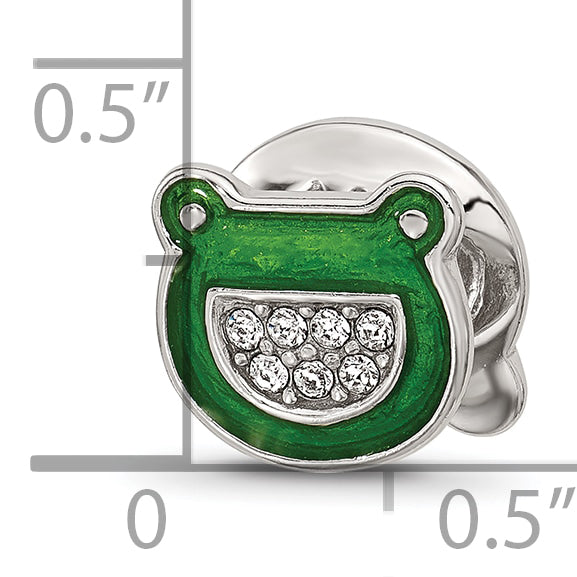Sterling Silver Reflections Enamel Frog With Crystal Bead