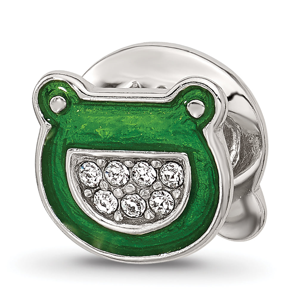 Sterling Silver Reflections Enamel Frog With Crystal Bead Main image