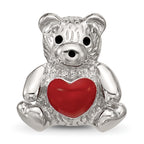Sterling Silver Reflections Enamel Bear With Red Heart Bead
