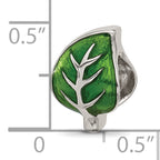Sterling Silver Reflections Enamel Green Leaf Bead