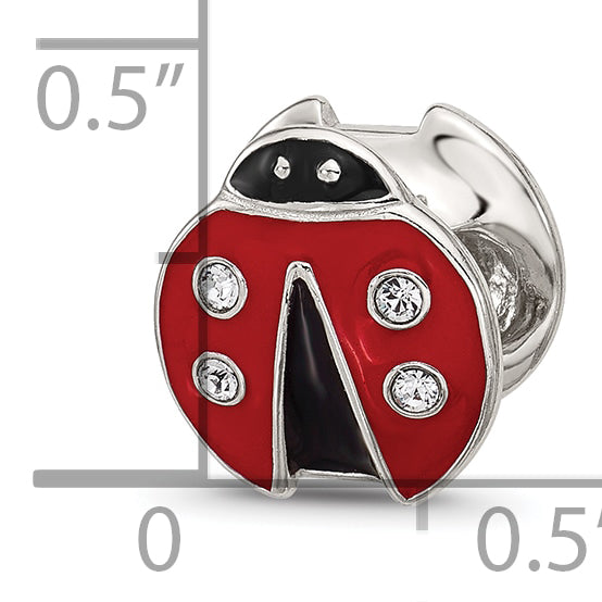 Sterling Silver Reflections Enamel Lady Bug With Crystal Bead
