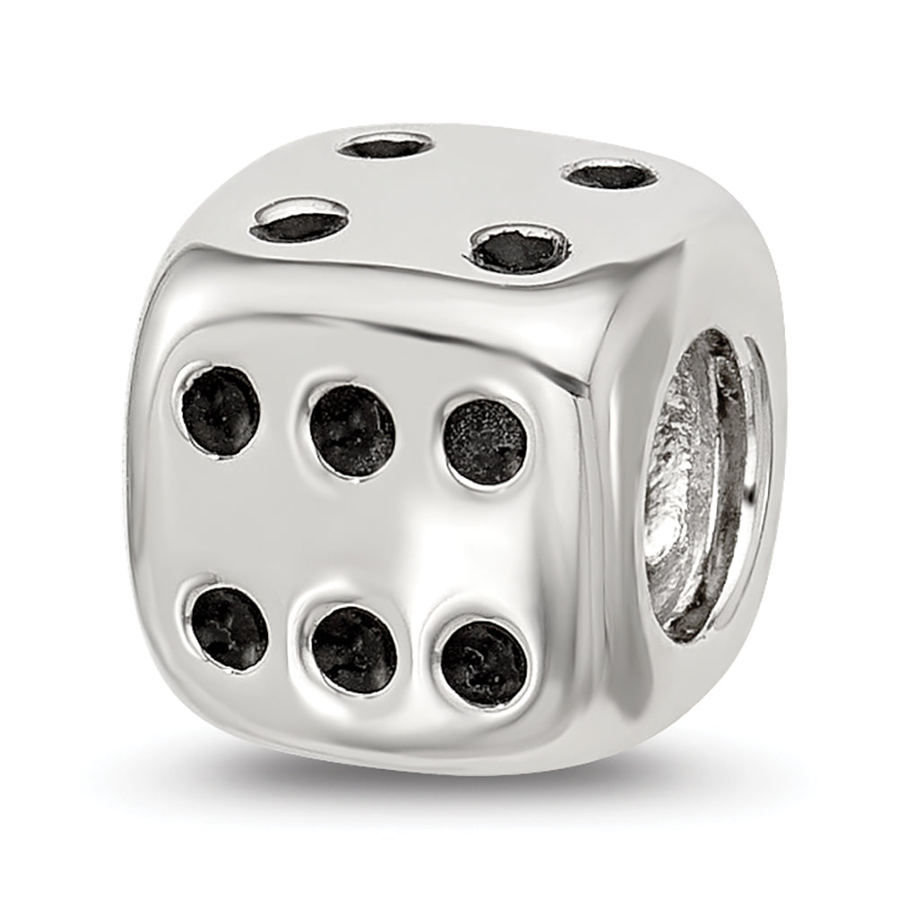 Sterling Silver Reflections Enamel 6 Sided Dice Bead