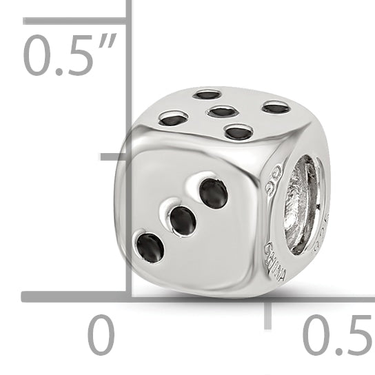 Sterling Silver Reflections Enamel 6 Sided Dice Bead