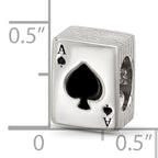 Sterling Silver Reflections Enamel Deck Of Cards With Spades Showing Bead