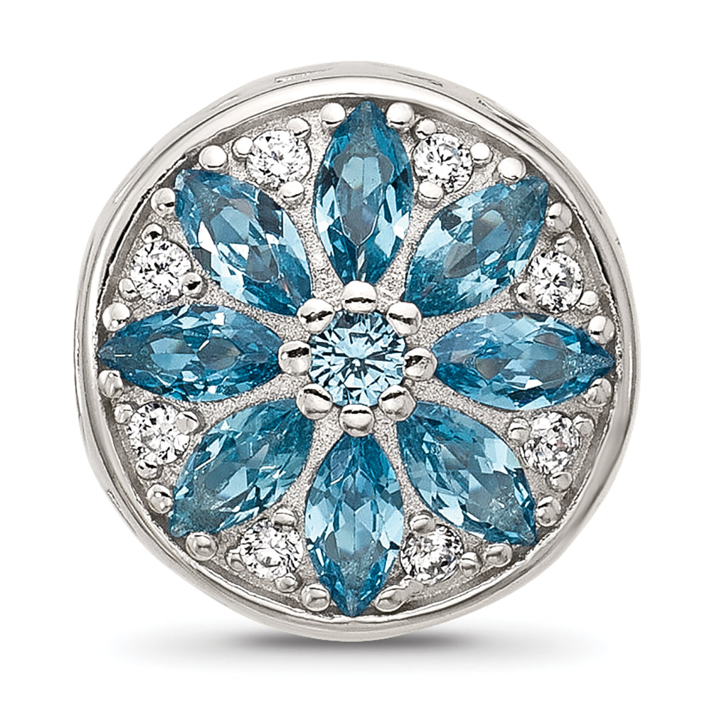 Sterling Silver Reflections Blue Spinel & CZ Snowflake Bead